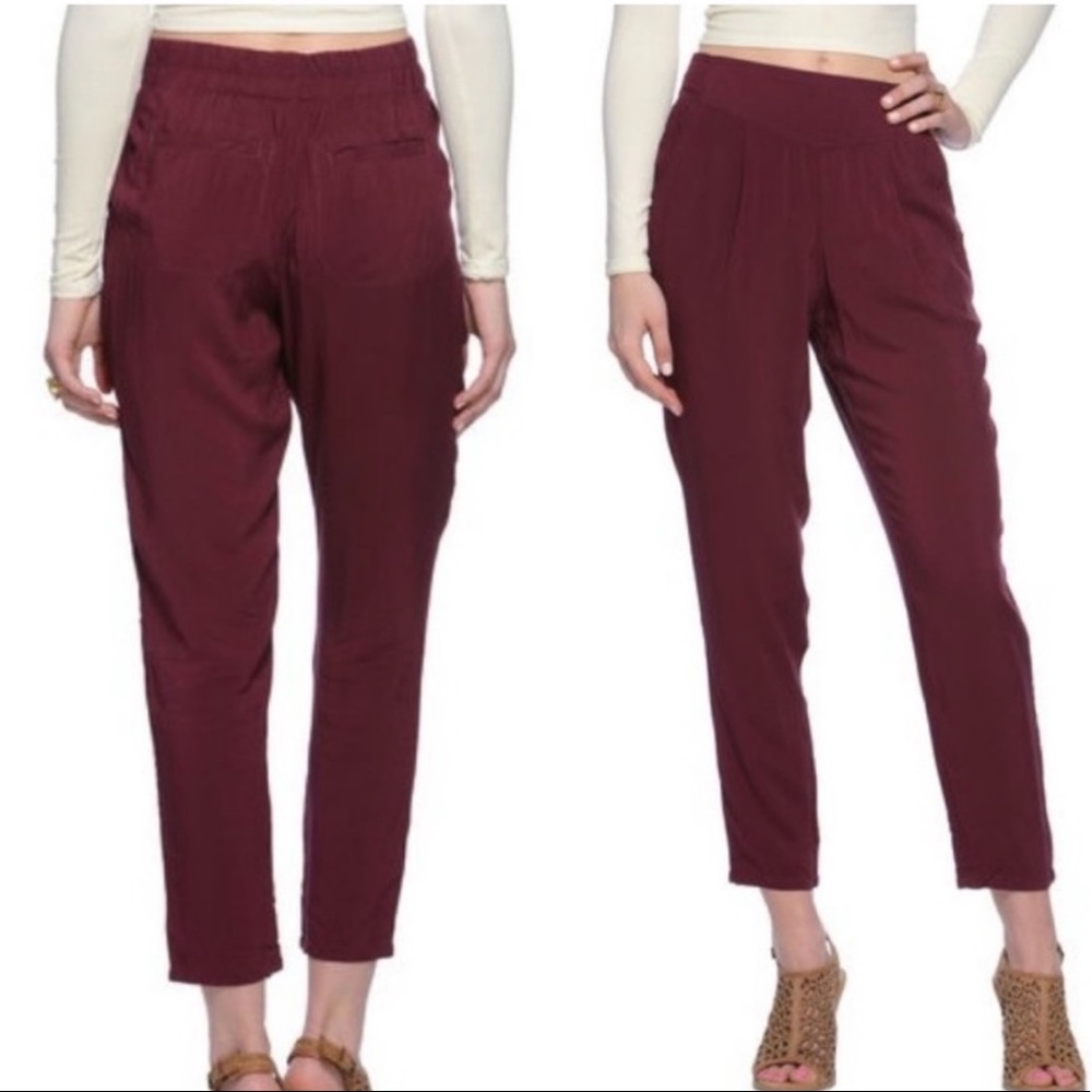 FREE PEOPLE Easy Pleat Pants Size Small Burgundy S